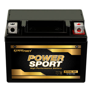 12V 4Ah Power Sport Battery ETX4L-BS Replacement for YTX4L-BS, YT4L-12