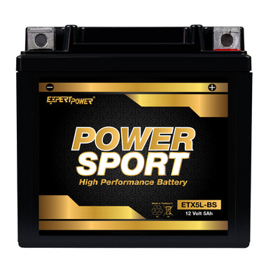 ExpertPower 12V 5Ah Power Sport Battery  ETX5L-BS YTX5L-BS Replacement (5Ah, 12v, Sealed) Maintenance Free Battery