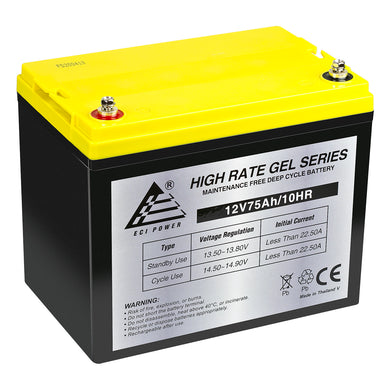 GEL Deep Cycle 12V 75Ah Rechargeable VRLA Battery