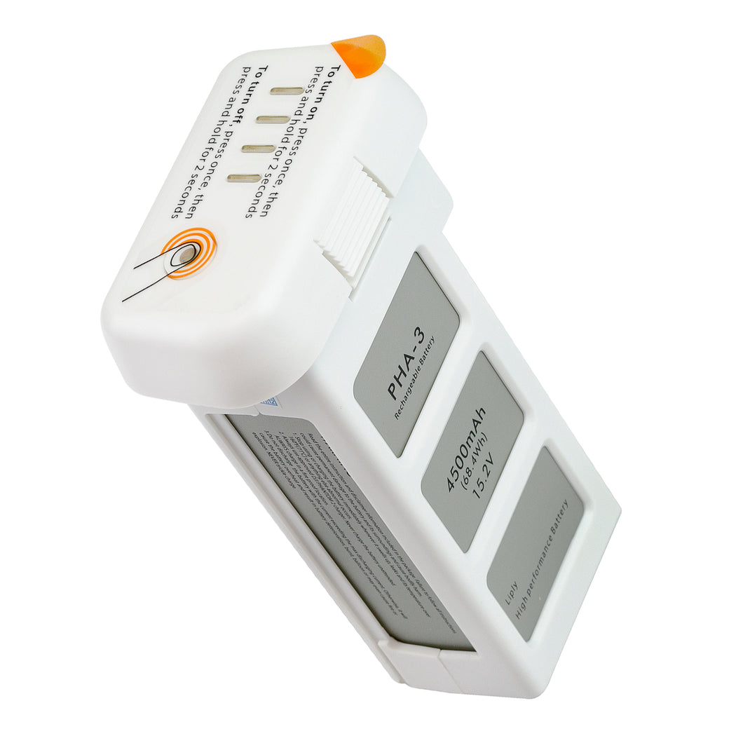 Replacement battery for Phantom 3 Standard Professional/   Advanced  4500mAh Lithium-Polymer  I  Up to 23 Minutes Flying Time  I Slot-In Design  I  Four LEDs Show Remaining Capacit