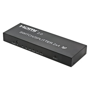 HDMI Full HD 2X4 HDMI 2.0 Splitter Switch Repeater 2 In 4 Out 4K/60Hz  3D 1080p