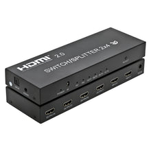 Load image into Gallery viewer, HDMI Full HD 2X4 HDMI 2.0 Splitter Switch Repeater 2 In 4 Out 4K/60Hz  3D 1080p