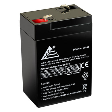 6V 5Ah Rechargeable Sealed Lead Acid Battery