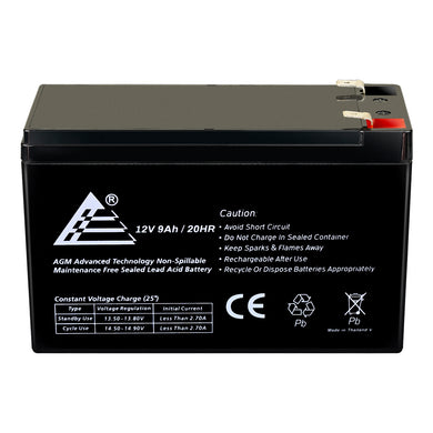 12V 9Ah Rechargeable AGM Sealed Lead Acid Battery