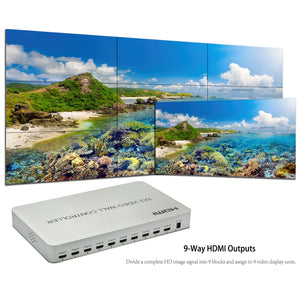 HDMI 3x3 Video Wall Processor HD TV 1080P Matrix Controller 24/30/50/60HZ 9 video display units