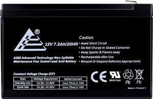 12V 7.2Ah Rechargeable AGM Sealed Lead Acid Battery