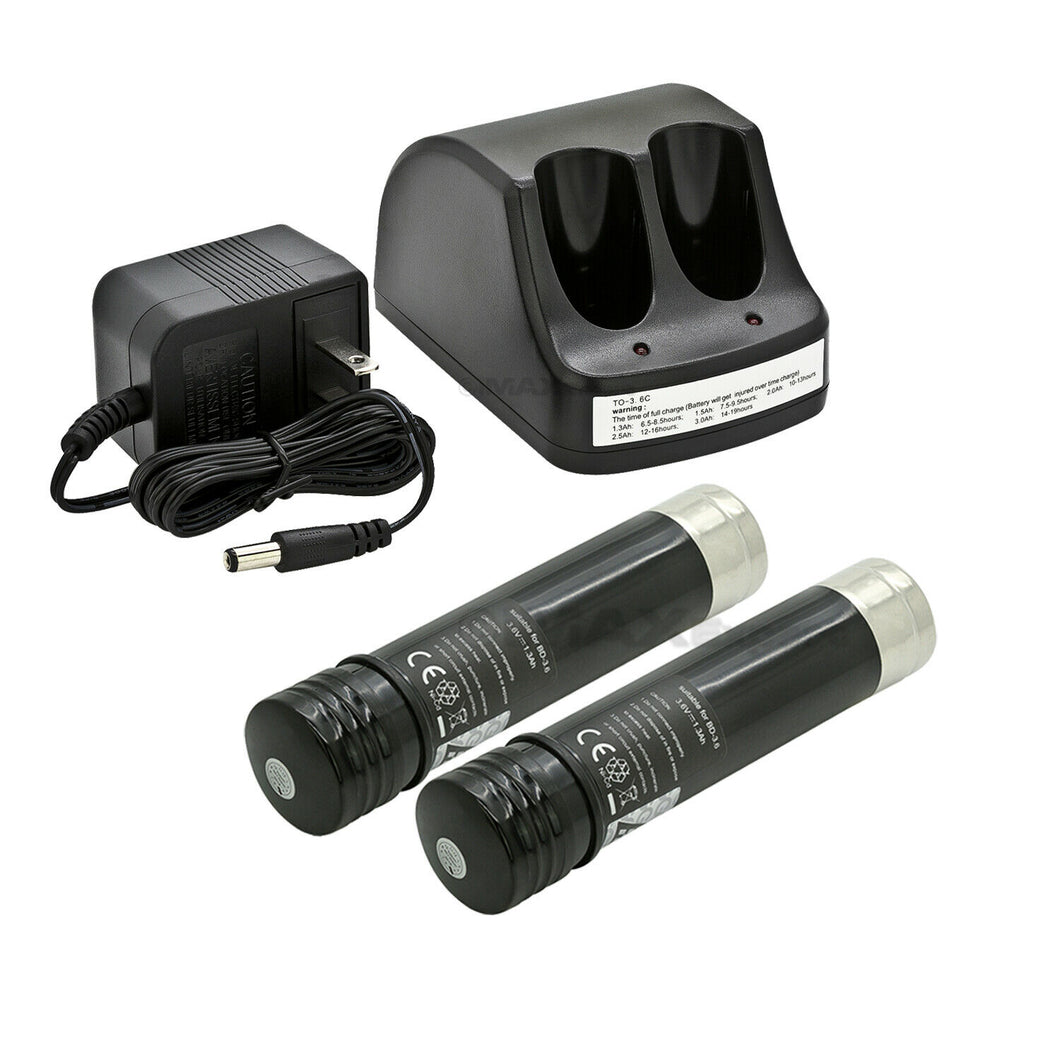 2 x 3.6V Battery + 1 x Charger for Black & Decker VersaPak VP100 VP110